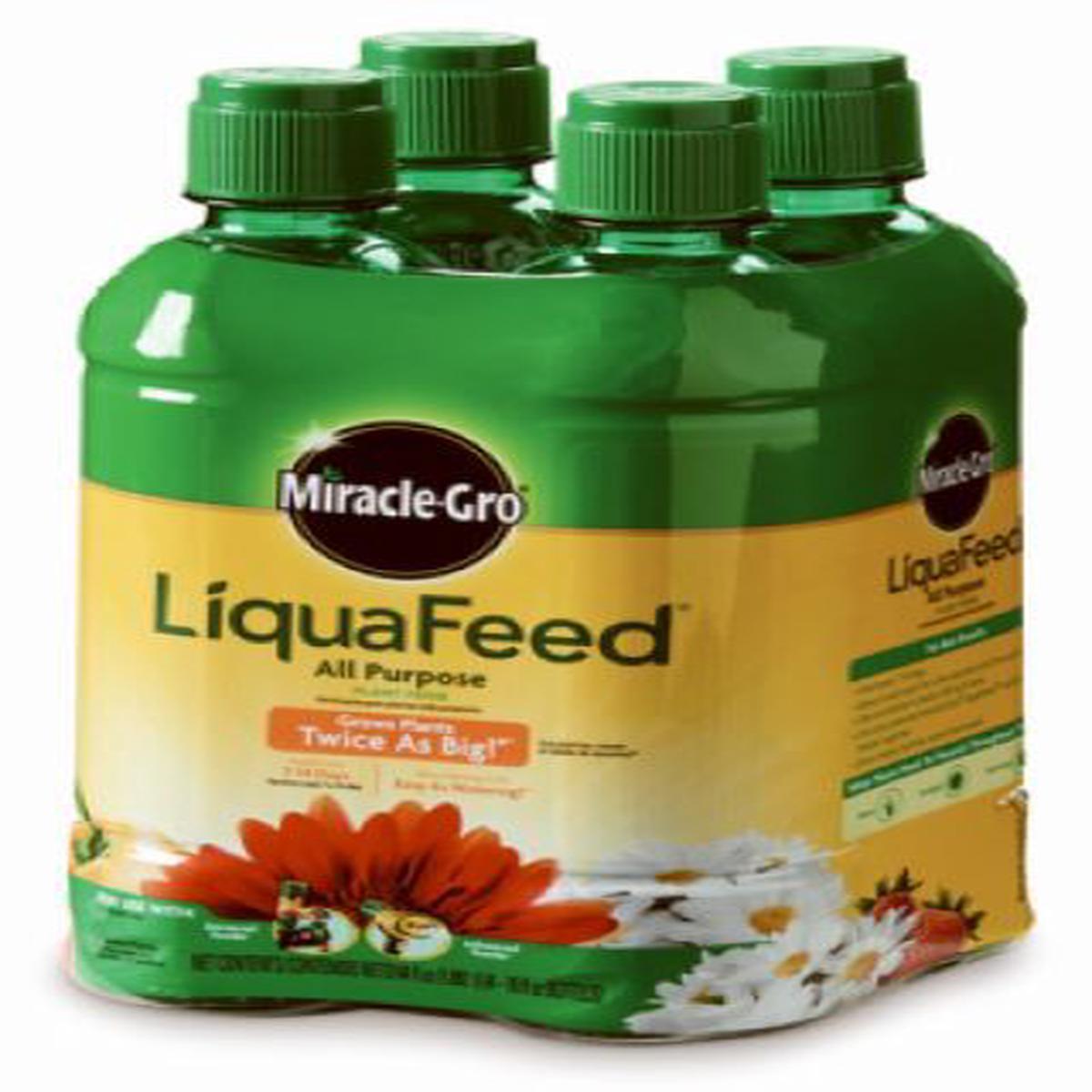 Miracle Gro 1004325 4-Pack of 16 oz Refill Bottles of LiquaFeed All Purpose Plant Food - Quantity of 3